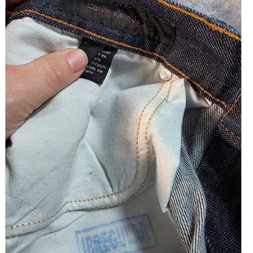 Calvin‎ Klein Jeans Straight Leg Men 38x32 Dark Wash Indigo Denim NWOT Irregular